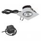 Preview: EVN P-LED Decken-Einbaustrahler mit warmweißem Licht quad. schwenkbar chrom matt IP65 8.4W 3000K 90Ra EinbauØ68 dimmbar feuchtraumgeeignet