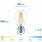 Preview: 3er Set Philips LEDclassic Ultra Efficient A60 E27 4W wie 60W 640lm 2700K Klar