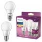Preview: 2er Set E27  PHILIPS LED Lampen 7W wie 60W warmweißes Licht 2700K mattiert & blendfrei