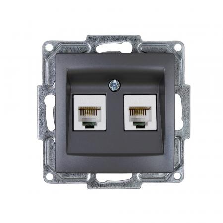 Günsan Visage Telefon Steckdose 2-fach CAT3  Dunkelsilber