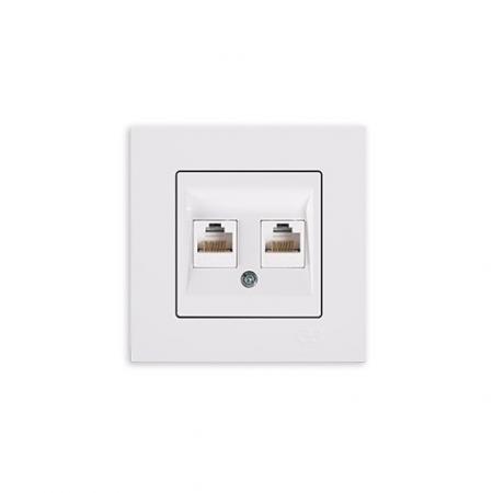 Günsan Eqona Datenbuchse 2-fach RJ45 CAT5 Unterputz Weiß