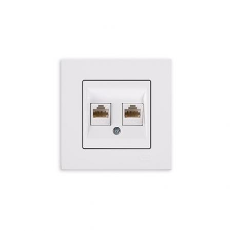 Günsan Eqona Datenbuchse 2-fach RJ45 CAT6 Unterputz Weiß