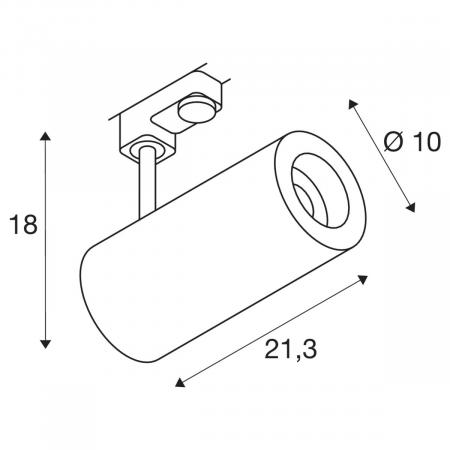 SLV 1004274 3~ NUMINOS PHASE L 3 Phasen System Leuchte schwarz/schwarz 3000K 24°