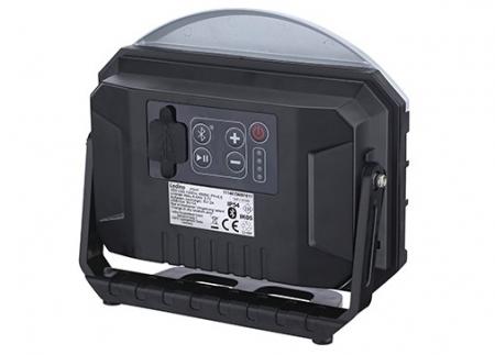 Aktion: Nur noch angezeigter Bestand verfügbar - Ledino Profi LED-Akkustrahler HORN 15W mit Music Bluetooth Baustrahler mit Powerbank