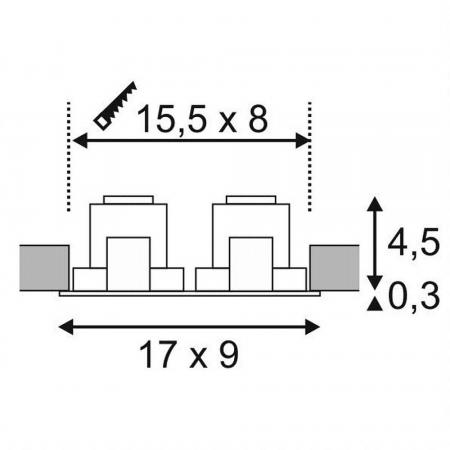SLV 113890 NEW TRIA 2 DL SQUARE Set Downlight, mattschwarz, 2700K,inkl. Treiber,Clipf.