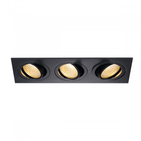SLV 114200 NEW TRIA 3 DL SQUARE Set, mattschwarz, 3x6W, 38°, 2700K, inkl. Treiber, Clipfedern