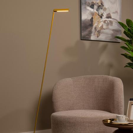 Lucide Stehlampe LAVALE – LED Leselampe mit Touchdimmer Ockergelb