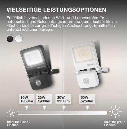Osram Endura Flood Sensor LED 30W Fluter Floodlight IP44 dunkelgrau 3000K  warmweiße Außenbeleuchtung