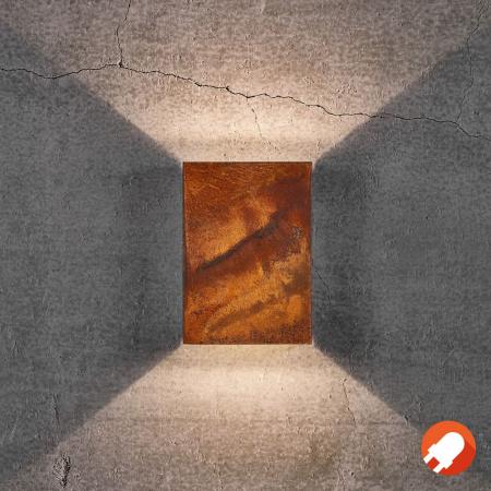 NL Imposante Rostoptik Außenwandleuchte Fold Cortenstahl mit up / down Funktion veränderbare Abstrahlvarianten