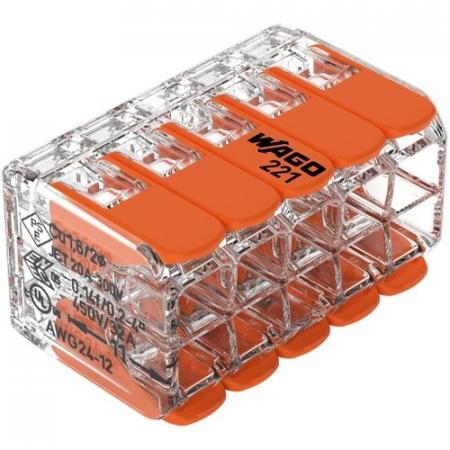 WAGO 221-420 Verbindungsklemme mit Hebeln 10-polig 0,14–4 mm² transparent