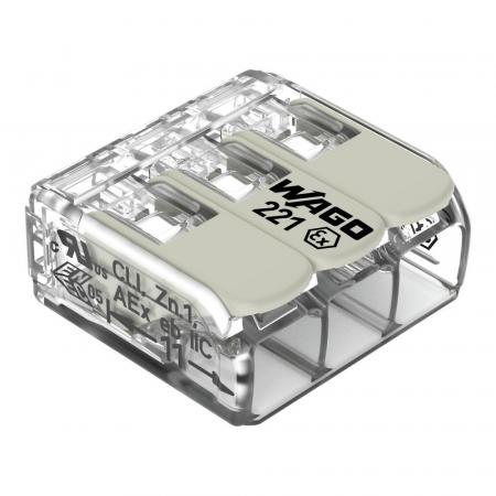WAGO 221-483 COMPACT-Verbindungsklemme 3-Leiter transparent