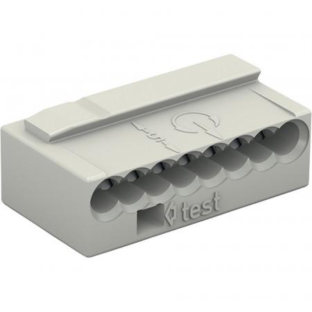WAGO 243-308 MICRO Verbindungsdosenklemme 8-polig für Massivleiter Ø 0,8 mm Lichtgrau