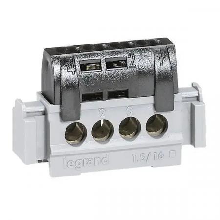 Legrand 004850 Lexic Phasenklemme Klemmleiste IP20 schwarz 4 Abgänge