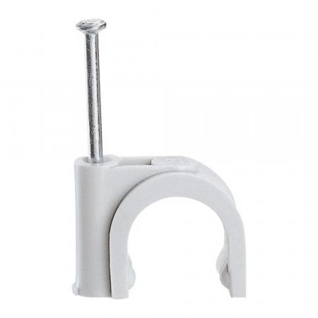 LEGRAND 100 Stück Fixfor Kabelschelle für Rundleitung Ø 10 mm Grau RAL 7035 mit Nagel 30 mm 031529
