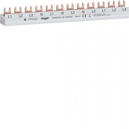 Hager Ph.Schiene 4P Gabel 10mm² 63A 12M AFDD