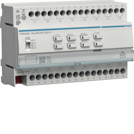 Hager KNX Secure Schalt-/Jalousieaktor 16/8fach, 16A, C-Last, für Jalousiesteuer