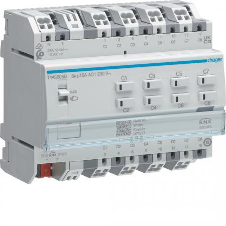 Hager Schalt-/Jal.akt. 8/4f KNX Sec,16A C-Last