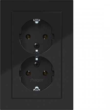 Hager D-STD SCHUKO ADP ho. SK A.1 schwarz gl
