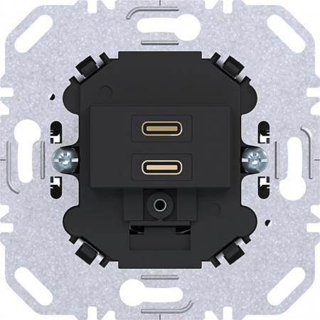 Hager Ladesteckdose USB C 2f PD schwarz matt