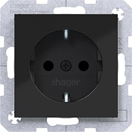 Hager Std. SCHUKO erh. BS SK Ax/Cx schwarz gl