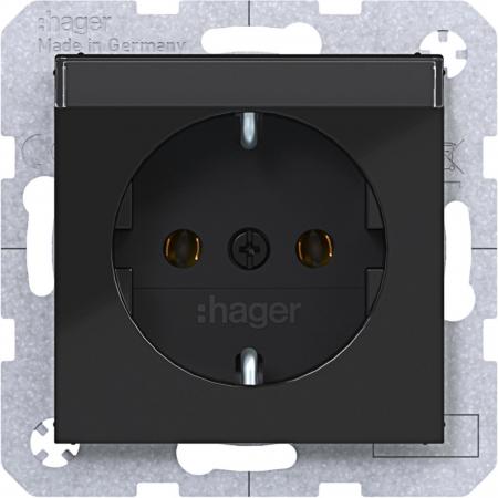 Hager Std. SCHUKO B.feld SK Ax/Cx schwarz gl