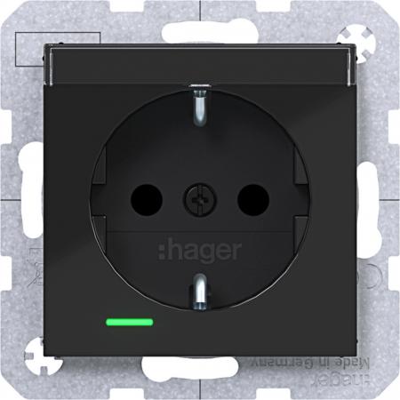 Hager SD SCHUKO LED BF EHBS Ax/Cx schwarz gl