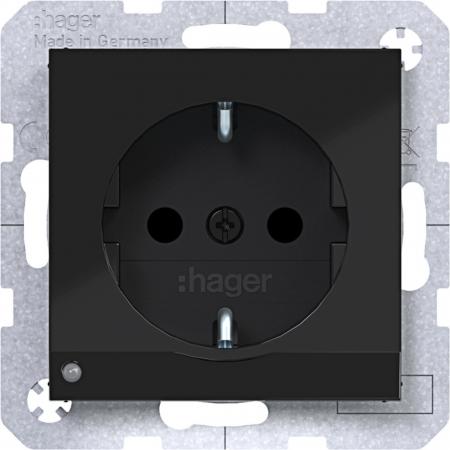 Hager SD SCHUKO O.-Licht EHBS Ax/Cx schwarz gl