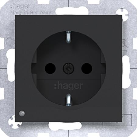 Hager SD SCHUKO O.-Licht EHBS Ax/Cx schwarz mt
