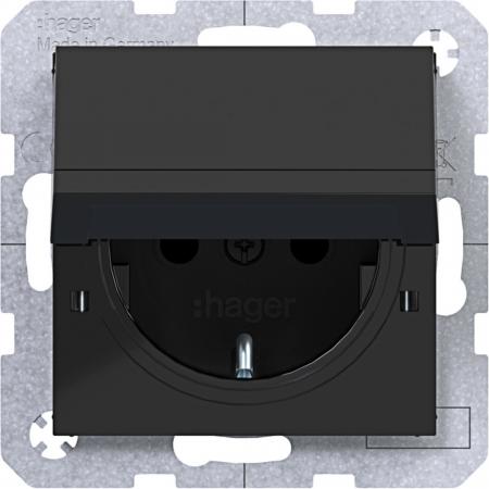 Hager SD SCHUKO KLD EHBS Ax/Cx nachtschwarz gl