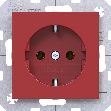 Hager Steckd. SCHUKO Steckkl. Ax/Cx rot glänz