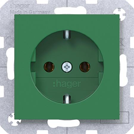 Hager Steckd. SCHUKO Steckkl. Ax/Cx grün gl