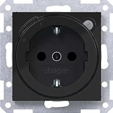Hager SD SCHUKO FI erh. BS Ax/Cx schwarz gl