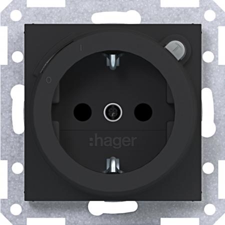 Hager SD SCHUKO FI erh. BS Ax/Cx schwarz matt