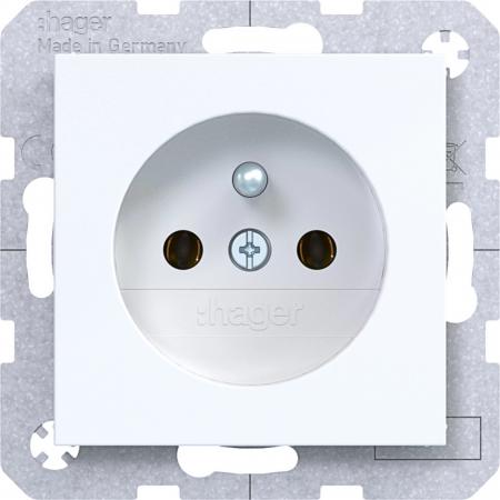 Hager Steckd. m. Schutzk.st. SK Ax/Cx lweiß gl