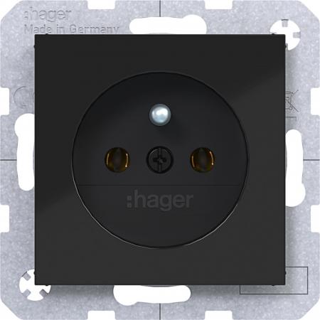 Hager Steckd. m. Schutzk.st. SK Ax/Cx sw gl