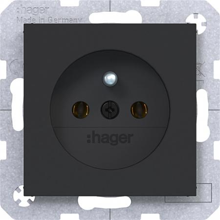 Hager Steckd. m. Schutzk.st. SK Ax/Cx sw matt