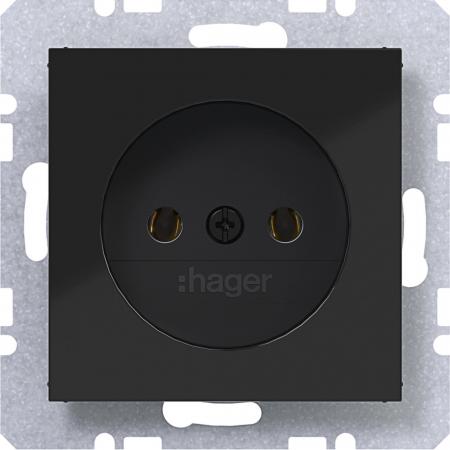 Hager Steckd. o. Schutzk. SK Ax/Cx schwarz gl