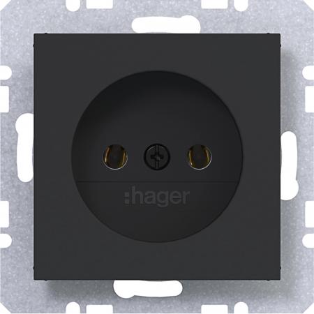 Hager Steckd. o. Schutzk. SK Ax/Cx schwarz mt