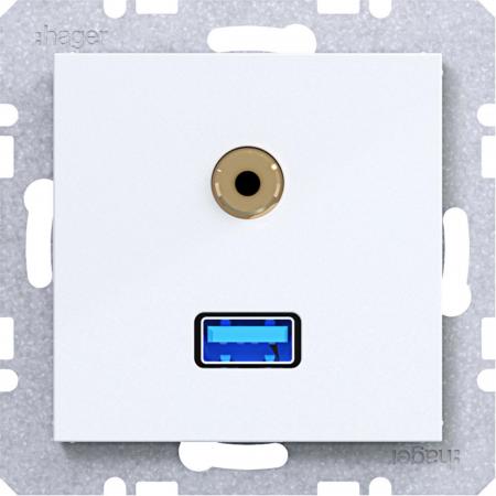 Hager USB/35mm Audio Steckd. Ax/Cx liweiß gl