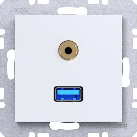 Hager USB/35mm Audio Steckd. Ax/Cx liweiß matt