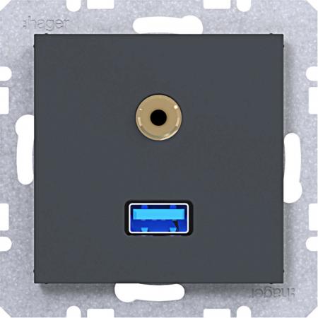 Hager USB/35mm Audio Steckd. Ax/Cx ant mt lack