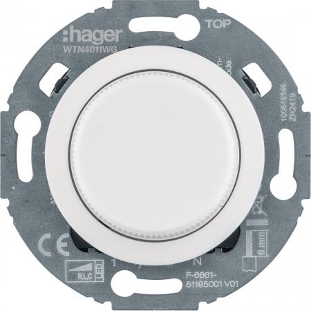 Hager Universal-Drehdimmer mit Zentralstück (R, L, C, LED), Serie 1930/Glas, pw.