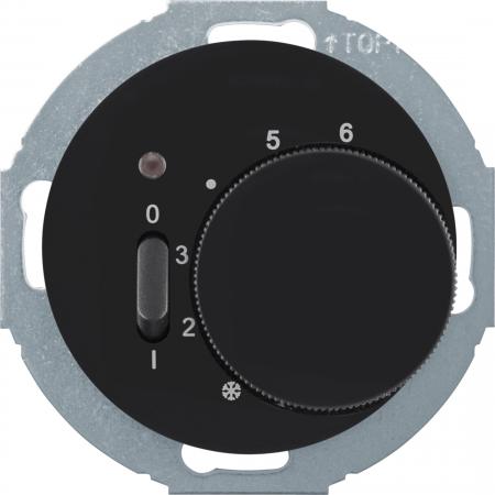 Hager Temperaturregler mit Öffner, Wippschalter und LED R.classic schwarz, glänz