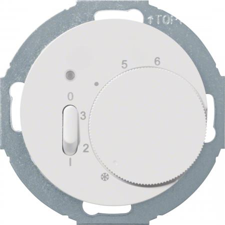Hager Temperaturregler mit Öffner, Wippschalter und LED R.classic polarweiß, glä