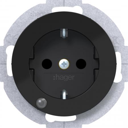 Hager Steckdose SCHUKO LED erh BS R.Cl sw