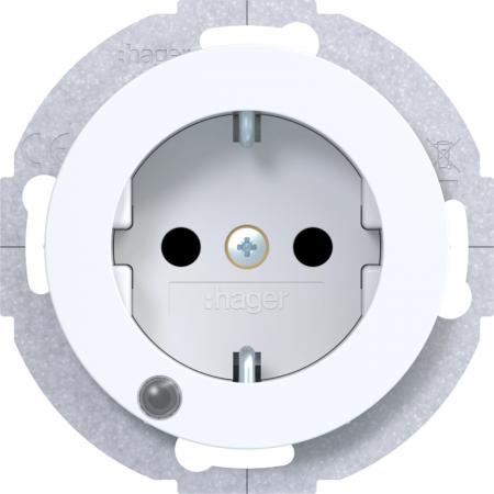Hager Steckdose SCHUKO LED erh BS R.Cl pw