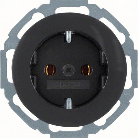 Hager Unterputz Steckdose SCHUKO 1-fach Serie R.Classic schwarz, glänzend