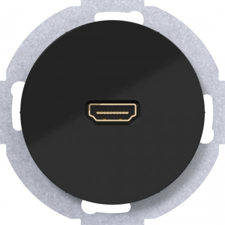 Hager HDMI Steckdose R.Cl schwarz glänzend