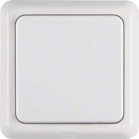 Hager Steckdose SCHUKO mit Klappdeckel und Rahmen, Unterputz, IP44, polarweiß gl