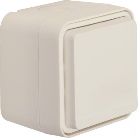 Hager SCHUKO AP Steckdose, Feuchtraumsteckdose 1-fach mit Klappdeckel AP W.1 pol